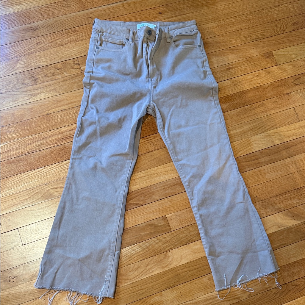 Hidden Los Angeles Light Beige Raw-Hem Jeans